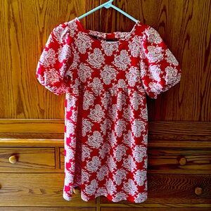 JANIE AND JACK GIRLS RED & CREAM FLORAL DRESS, SIZE 12, LIKE NEW!